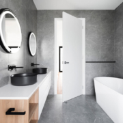 Sleek Bathroom with Grey and White Tones