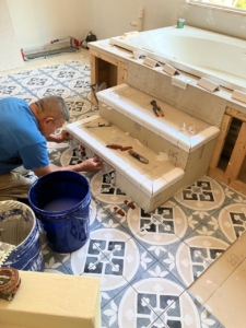 Bathroom Renovation - Tile Steps